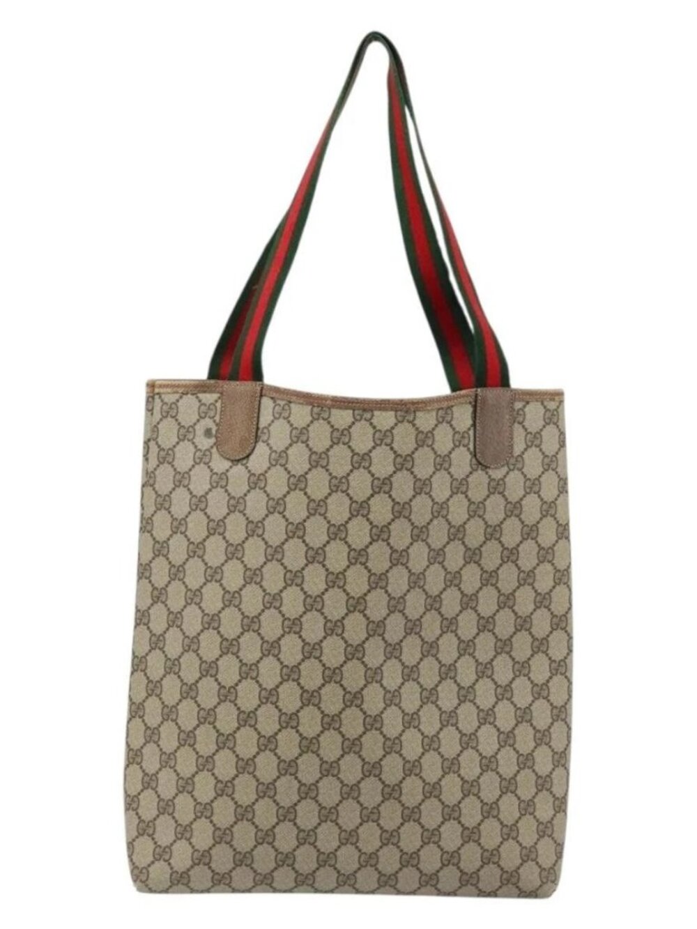 GUCCI GG Supreme Web Sherry Line Tote Bag PVC Beige Gold 39 02 003 Auth BA10068 - Picture 3 of 15